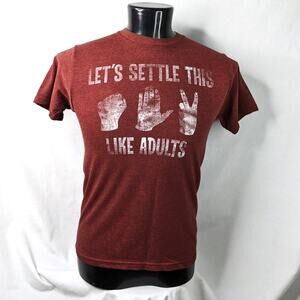 Vintage Hybrid Threads Graphic T-Shirt Mens Small S Maroon Retro Streetwear Tee